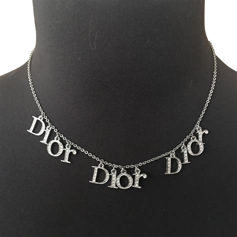 silver dior necklace free shipping|genuine christian Dior necklace.